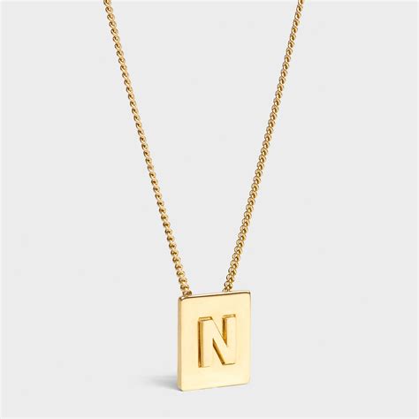 celine n pendant|Alphabet N Necklace in Brass with Gold finish .